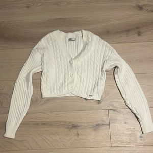 White Hollister Buttoned Cardigan